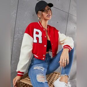 SHEIN Crop Varsity Jacket